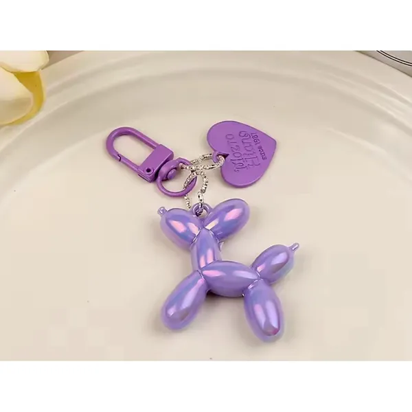 Boutique NEW Iridescent Purple Balloon Dog Keychain Purse Charm Y2K‎ - Image 7