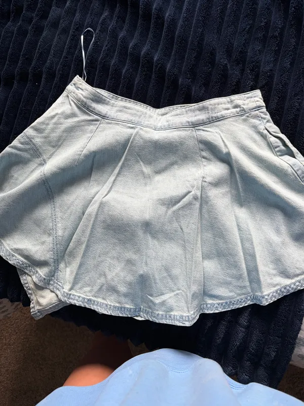 Free People Asymmetrical Denim Skirt Mini - Image 5