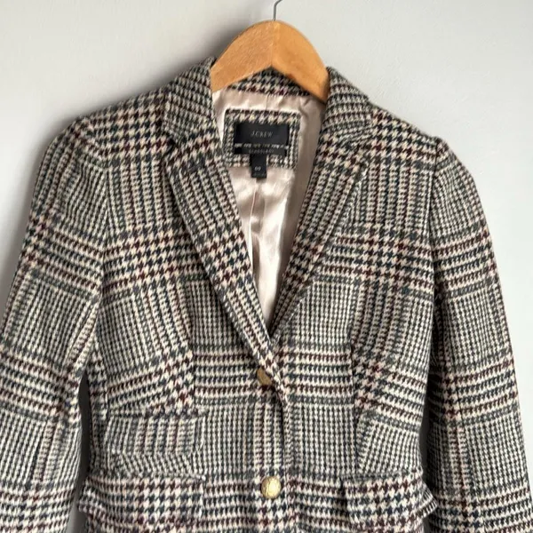 J. Crew Schoolboy Wool Houndstooth Plaid Blazer 0 - Image 5