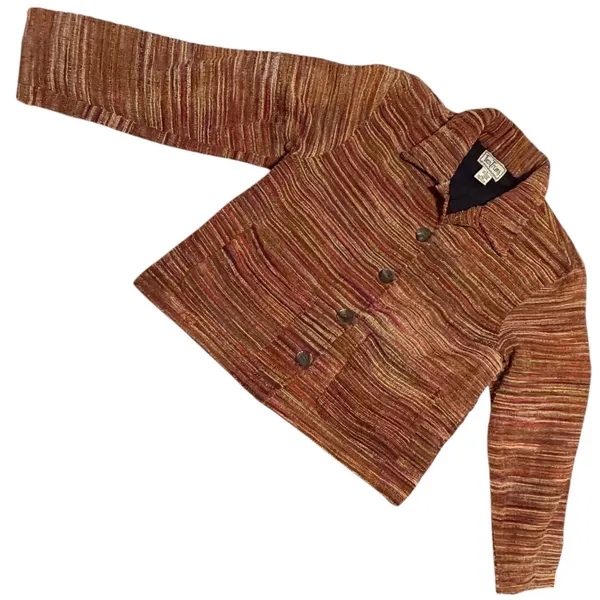 Vintage TanTrums Striped Chenille Jacket S Boho Art To Wear Textured Boxy 90s - Image 5
