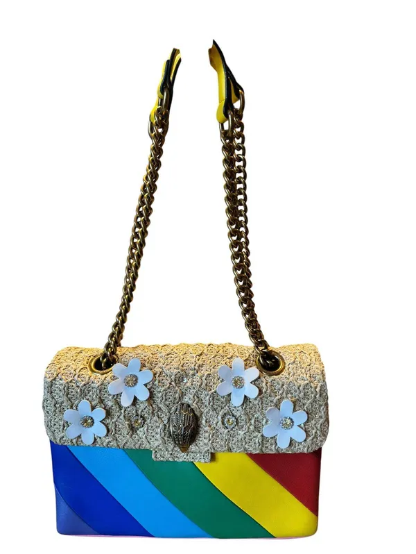 Kurt Geiger Rainbow Tweed Flower Chain Shoulder Bag - Image 2