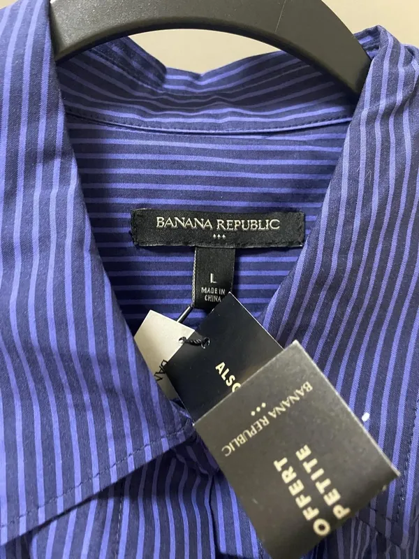 Banana Republic Shirt Dress Womens Large Blue Stripe Sleeveless Collared - Image 3
