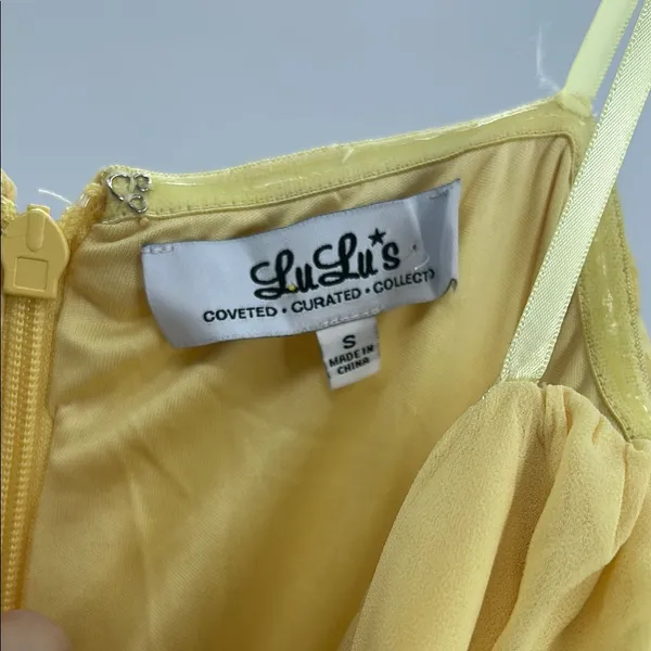 Moonlight Serenade Yellow Strapless slit Maxi Dress S formal bridesmaid party - Image 4