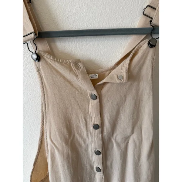 Roxy Linen Blend Beige Tan Flowy Button Down Overall Shorts Romper Womens M - Image 2