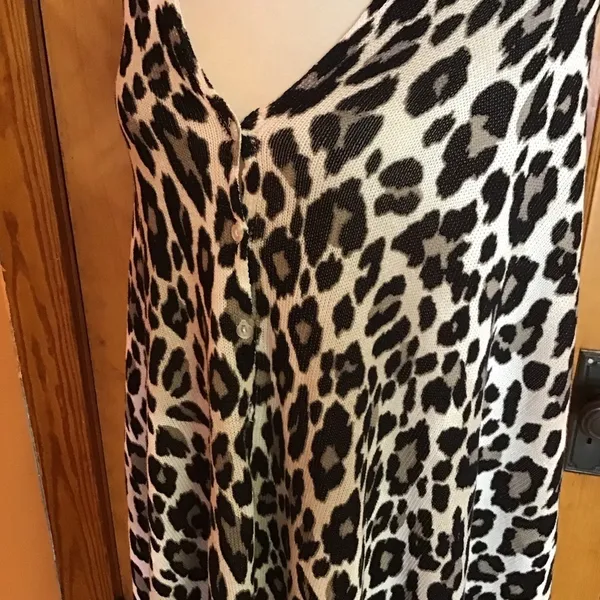 Chico’s Leopard Print Poncho Sweater | Button Front Asymmetrical Top - Image 6
