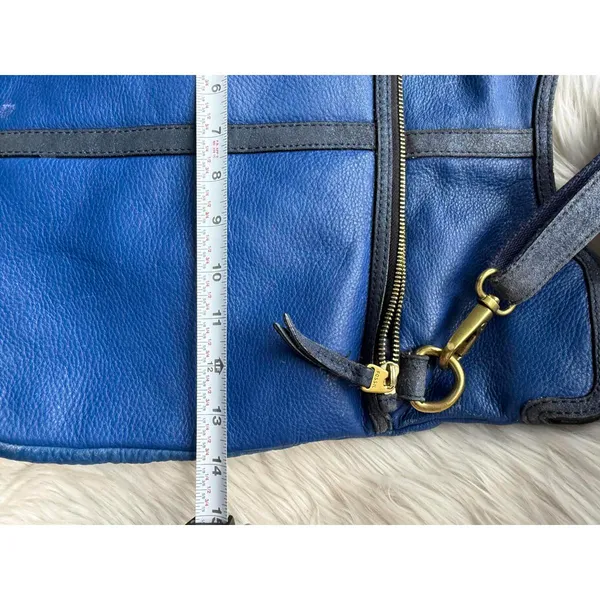 Fossil Blue and Black Leather Crossbody Tote Bag - Image 6