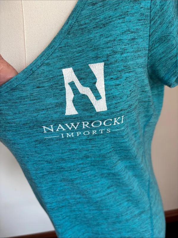 District Teal Heathered V-Neck Logo Tee Nawrocki Imports - Image 5