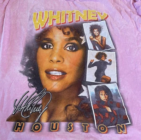 Whitney Houston Pink Short Sleeve Graphic Tee 1X - Image 5