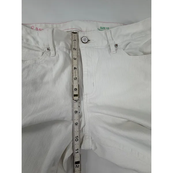 Lilly Pulitzer Babe Boot Cut Jeans Womens 12 White Stretch Denim Pants RN 88189 - Image 8