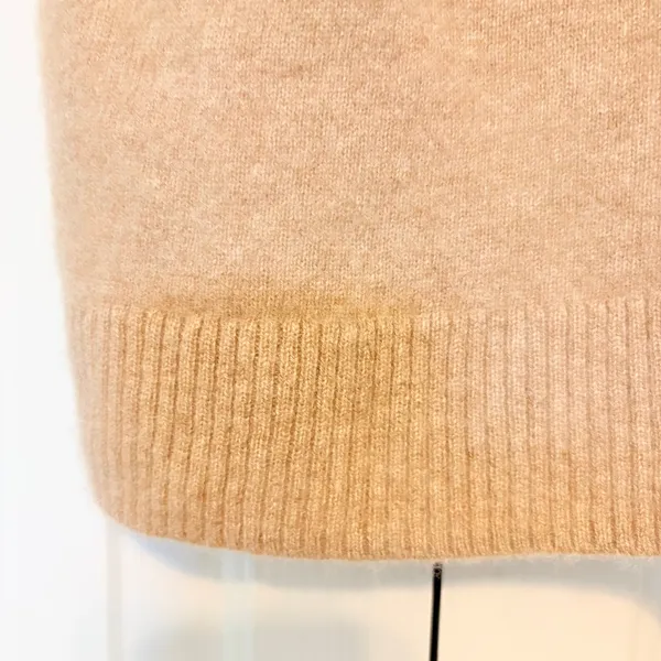 Chicos 100% Cashmere Short Sleeve Mock Neck Sweater Camel Tan Size 1 M 570373542 - Image 9