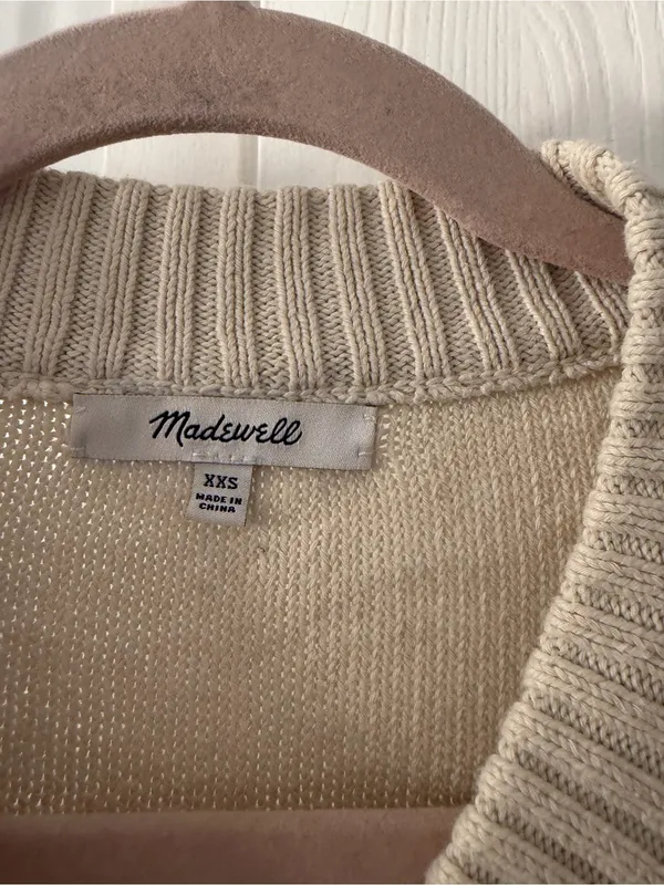 Madewell Cream Button-Front Cotton Cardigan with Tortoiseshell Buttons - Image 2