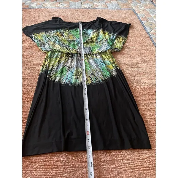 New York & Company Women's size M Midi Black/Yellow Printed Dress - Image 5