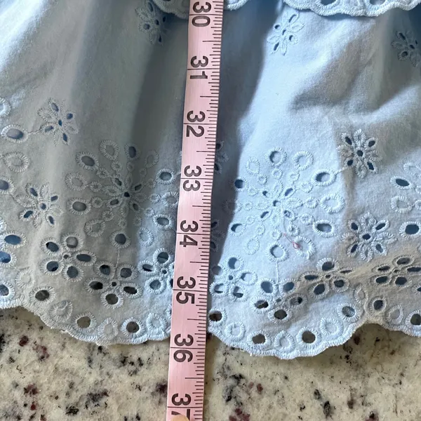 American Eagle Mini Dress Womens‎ Medium Blue Cottagecore Eyelet Smocked Tiered - Image 10