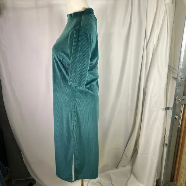 ModCloth Corduroy Ribbed Green Bodycon‎ Midi Dress Mock Neck Women's Size L - Image 8