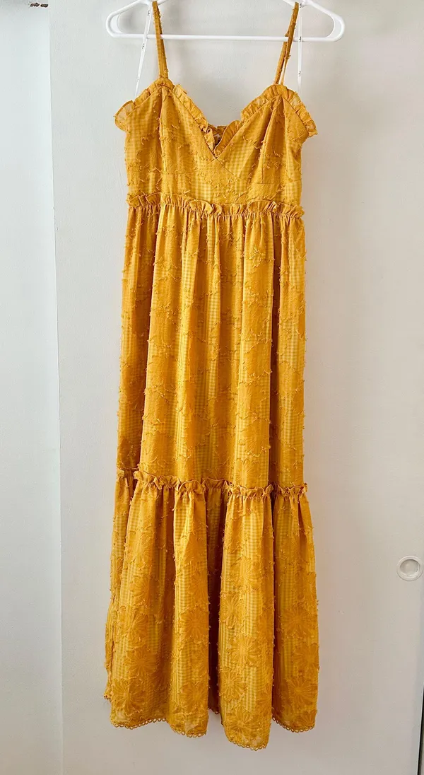 Yellow Tiered Floral Maxi Dress - Image 2