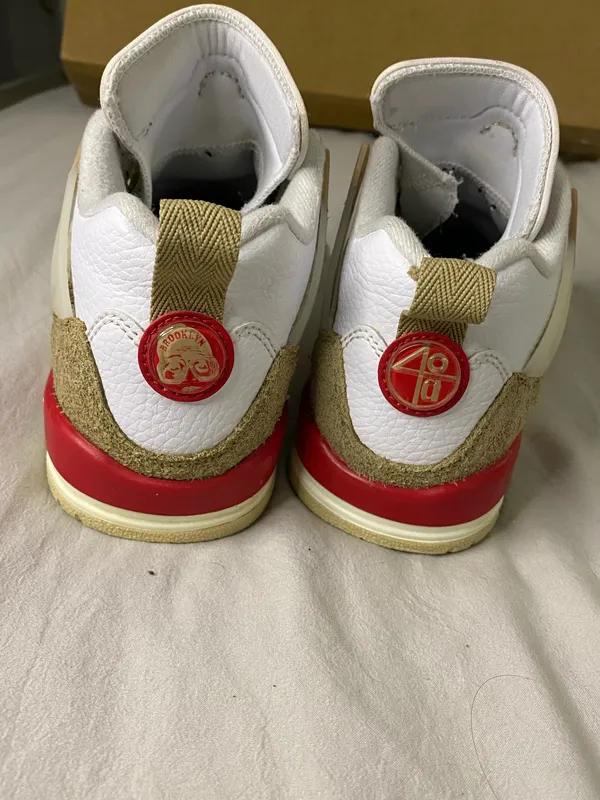 Kids size 3.5 Nike Jordan Spizike Low White Fire Red Desert Camo Men Casual Shoes - Image 3