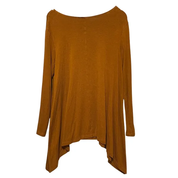 Bryn Walker Women Tunic Top M Burnt Orange Asymmetrical Hem Lagenlook Artwear‎ - Image 2