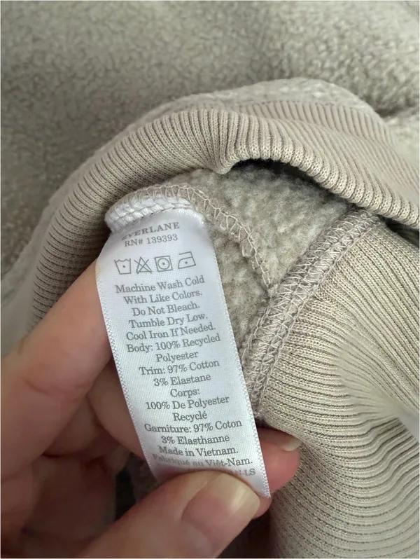 Everlane the Renew Fleece Raglan Sweatshirt Sandstone Small - Image 5