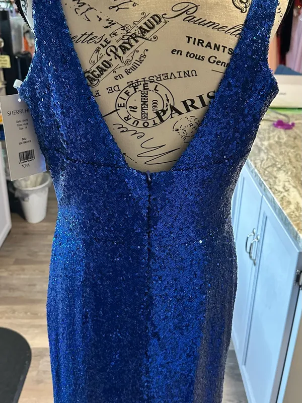 NWT Sherri Hill Royal Blue Sequin Evening Gown - Image 3