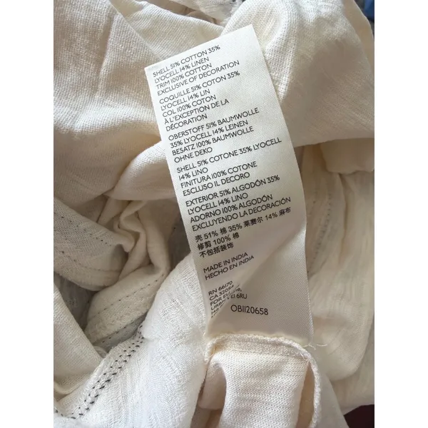 Free People‎ Market Place Embroidered V-Neck Top Ecru Combo Extra Small NEW - Image 5