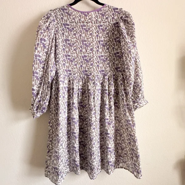 Daughters of India Binita Mini Dress Violet Floral Boho Cotton XS NWT - Image 13