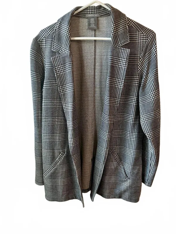 matty m Plaid Blazer Jacket Size XL Black - Image 2