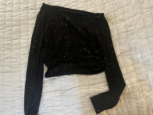 SheIn one shoulder long sleeve sparkle top - Image 2