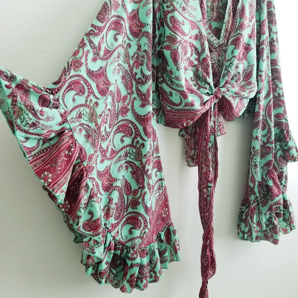 Anthropologie Valdior Boho Bohemian Belle Sleeve Paisley Top Set - Image 5