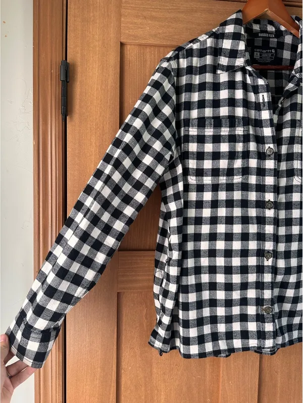 Carhartt Women’s Rugged Flex Loose Midweight Flannel Long Sleeve Plaid Shirt XL - Image 3