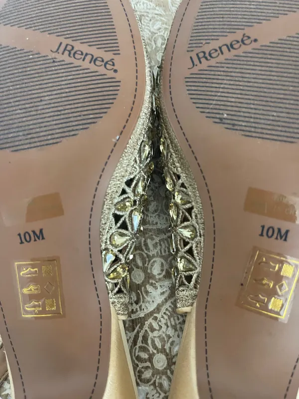 J Renne Gold Embellished Slip -On Mules - Image 12