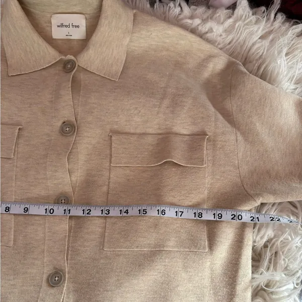 Wilfred Free Aritzia Beige Button Front Knit Shirt Jacket Size S - Image 6