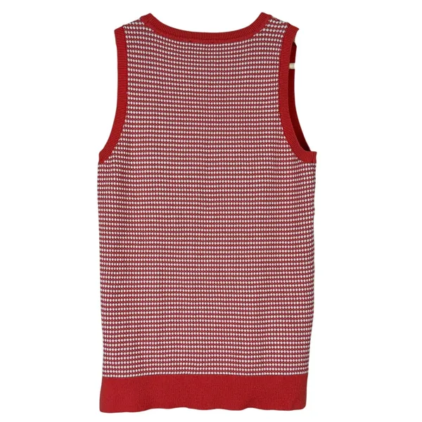 Jones New York Tank Womens S Red White Sleeveless Knit Preppy Minimalist 90s - Image 4