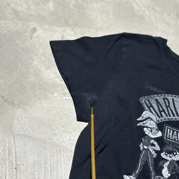 Harley Davidson Looney Tunes Rally Girls Womens SZ L Graphic Tee Shirt Black - Image 7