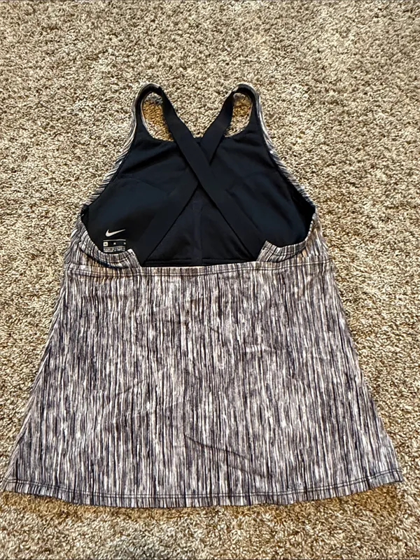 Nike Women’s Black & Gray Heather Tankini Top with Black Swim Skort - Image 4