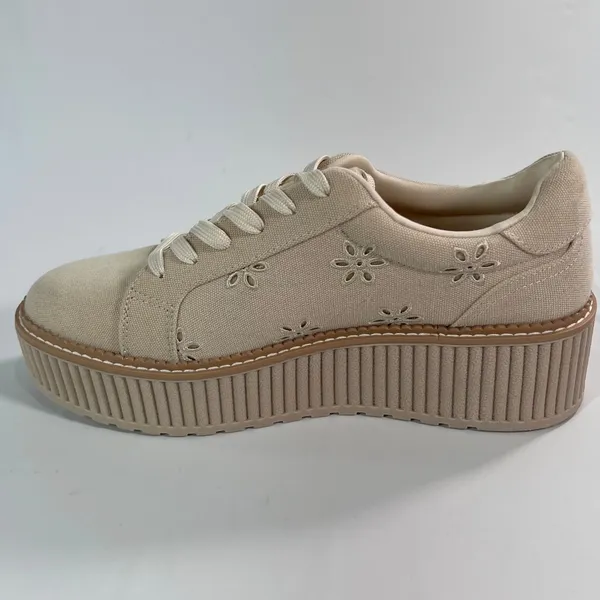 DV Dolce Vita Brin Womens Size 8.5 Cream Floral Eyelet Canvas Platform‎ Sneakers - Image 5