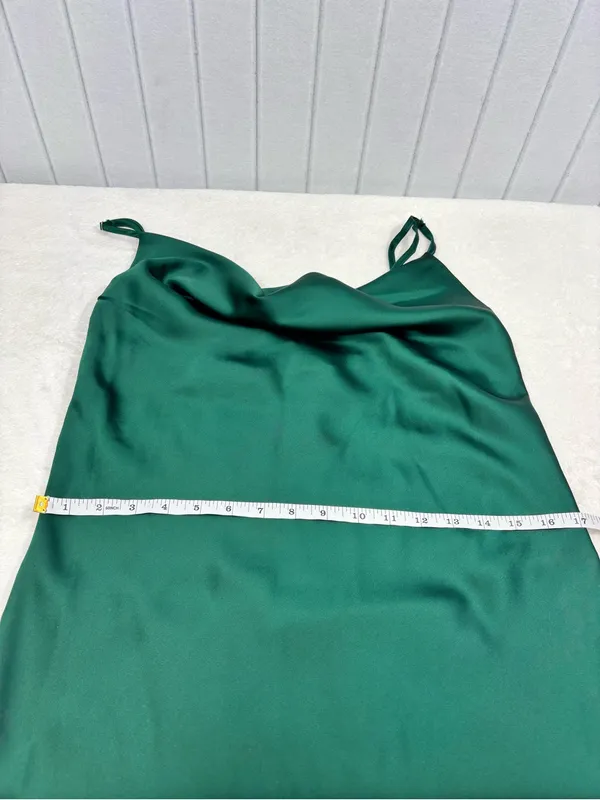 Hello Molly Deep Green Satin Cowl Mini Slip Dress Forest green - Image 9