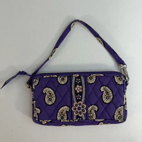 Vera Bradley Simply‎ Violet Wristlet Wallet Purple Floral Paisley Zip ID Card - Image 2