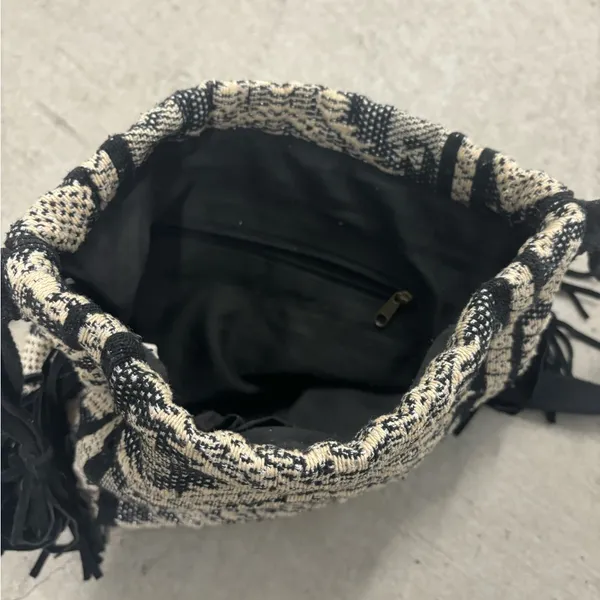 Free People Boutique Geometric Tribal Knit Bucket Bag - Image 5
