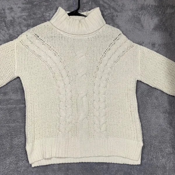 Moral Fiber Women's Cream Cable Knit Turtleneck Sweater Size M Polyester‎ Chunky - Image 2