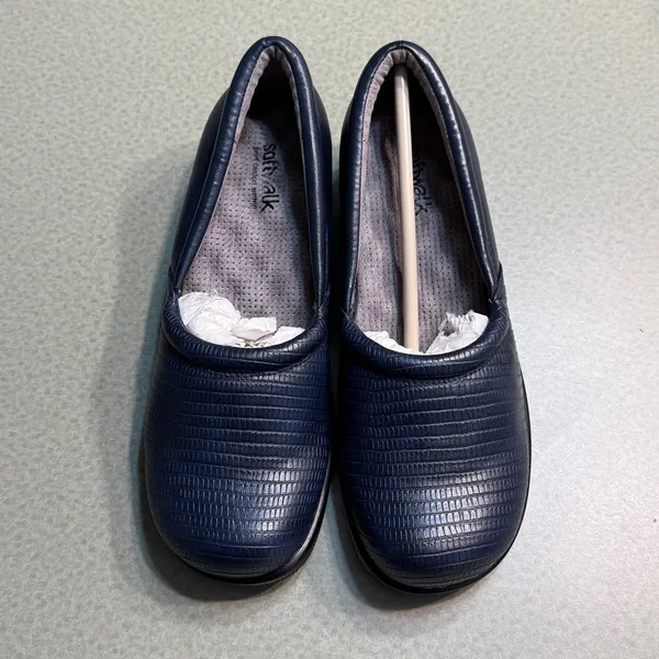 Softwalk Adora Navy Leather Slip On Comfort Clog Shoe with‎ snake embossing B42 - Image 9