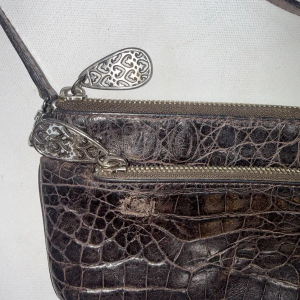 Vintage Y2K 90s Brighton Crocodile Leather Croc Wallet Organizer Crossbody Purse - Image 14