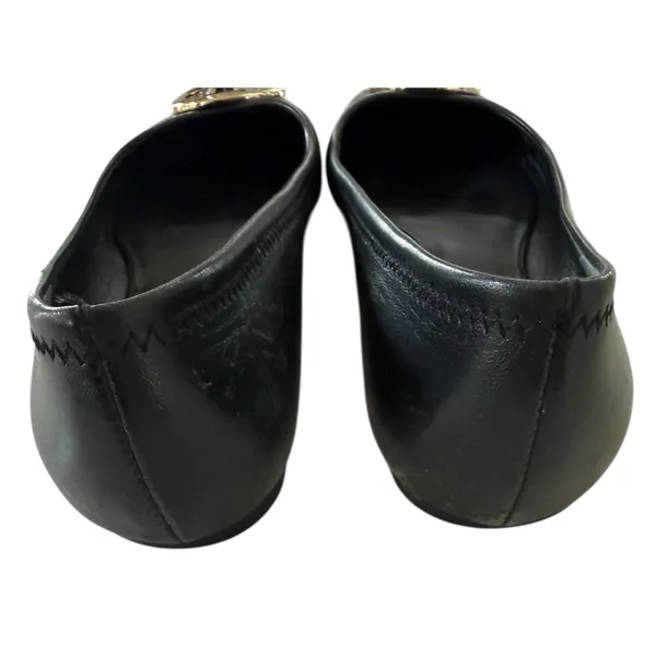 Tory Burch Black Leather Reva Logo Round-Toe Ballet Flats - Image 6