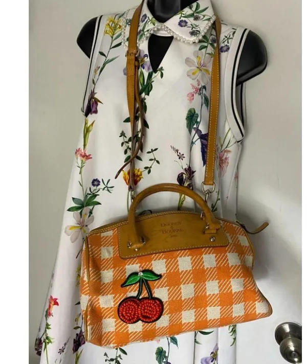 DOONEY & BOURKE Orange White Tote Crossbody Bag - Image 8