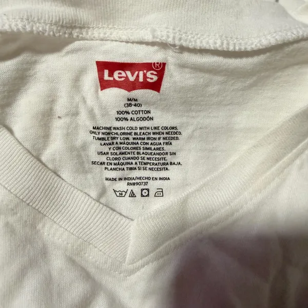 Levi's White Cotton V-Neck Tee‎ - Image 2