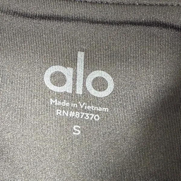 Alo Yoga Womens Black Front Zip O-Ring Square Neck Crop Top W1246R Size S - Image 3