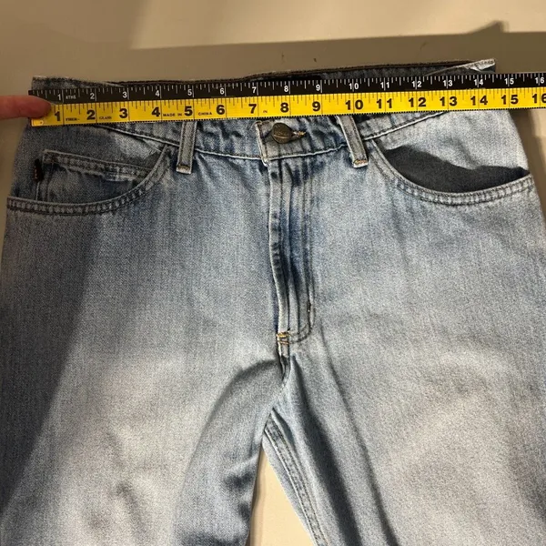 Todd Oldham Jeans 7x33 Blue Flare Leg Bell Bottom‎ Mid Rise Denim 90s Y2K Hippie - Image 10