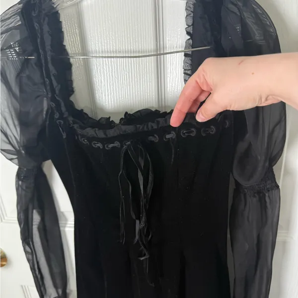 House of CB Syana Black Velvet Mini Dress S - Image 5