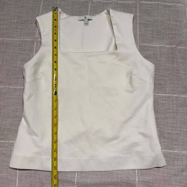Banana Republic Everywhere Ponte Square Neck Top Cream Minimalist Model Off Duty - Image 8