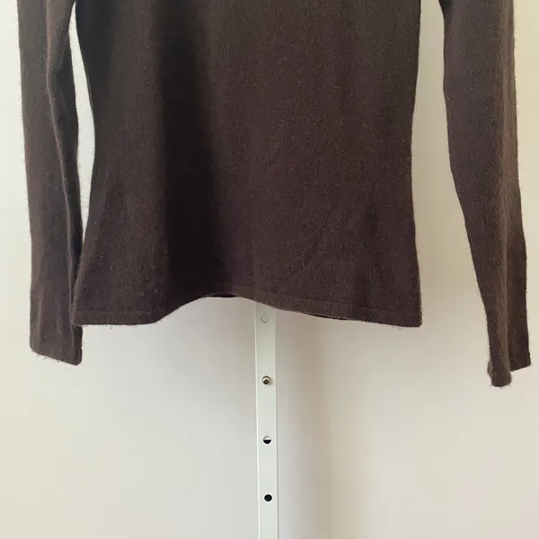 Preppy Small Brown Cashmere‎ Long Sleeve Crew Neck Sweater Pullover Knit - Image 3