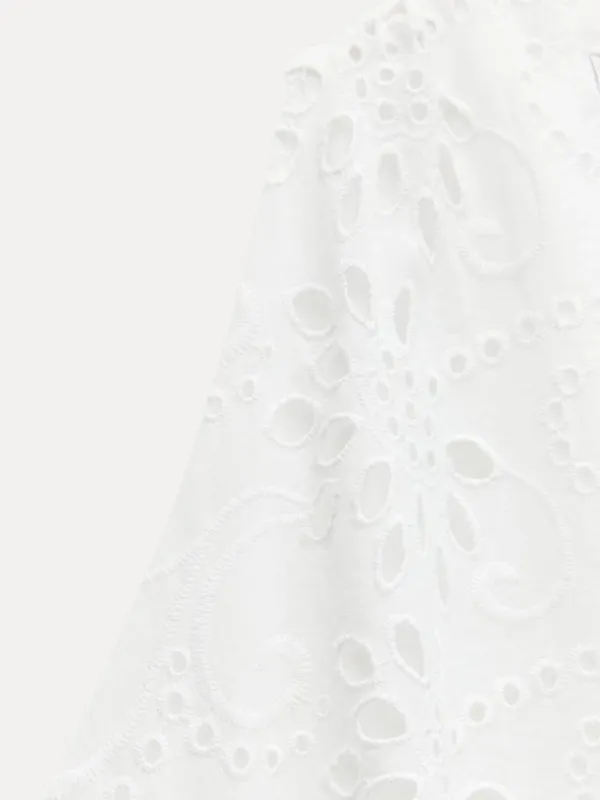 Zara White One-Shoulder Eyelet Midi Dress - Image 4
